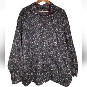 Twenty Eight Degrees Floral Print Cotton Long Sleeve Shirt Size 1XL